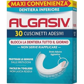 Algasiv Cuscinetti Adesivi Per Dentiera Inferiore, Dura Tutto Il Giorno e Protegge Le Gengive, Tenuta 20 Volte Più Forte, 30 pezzi
