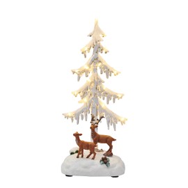 MOMENTS IN TIME 13”H Acrylic LED Lighted Icicle Tree with Reindeer Powered by Battery (not Included)