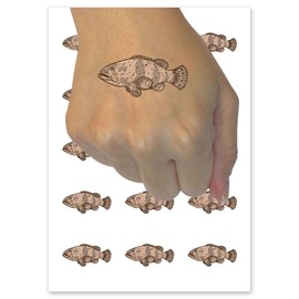 Realisitc Grouper Spotted Fish Temporary Tattoo Water Resistant Fake Body Art Set Collection - 54 1" Tattoos (1 Sheet)
