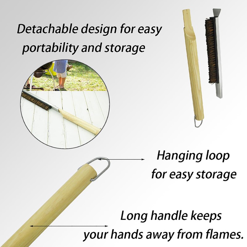 Pizza Oven Brush - Wooden Handle BBQ Brush, Pizza Stone
