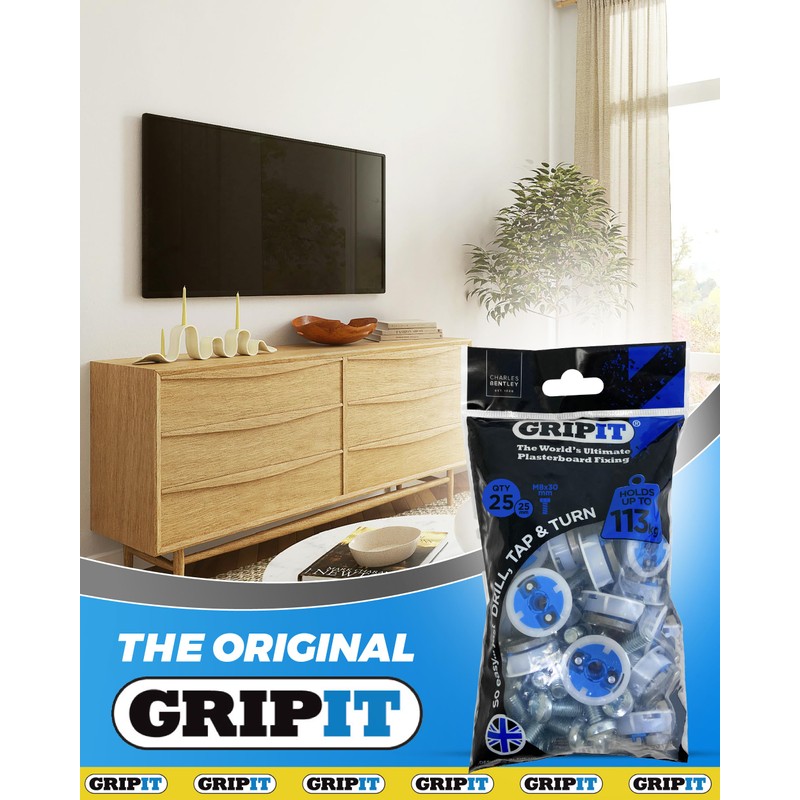 Gripit Blue Plasterboard Fixings - Pack of 25 - Heavy