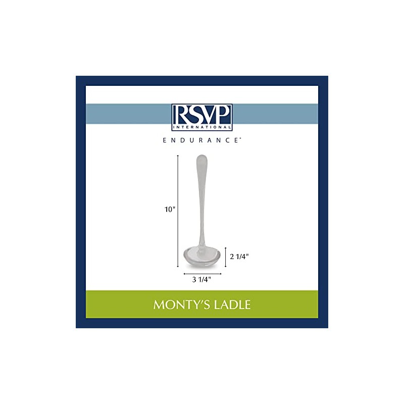 RSVP International Endurance Flatware Collection Stainless Steel, Dishwasher Safe, Ladle