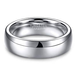 TRUMIUM 6mm White Tungsten Carbide Ring Unisex High Polished Classic Dome His and Hers Wedding Band Comfort Fit Size 11