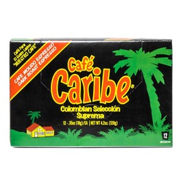 Cafe Caribe 100% Colombian Coffee Pods, Dark Roast Single-Serve Coffee Cups - 12 Count