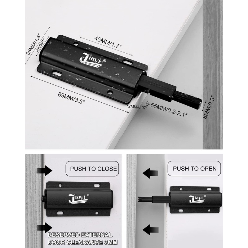 Jiayi Push to Open Door Catch 2 Pack Touch Open