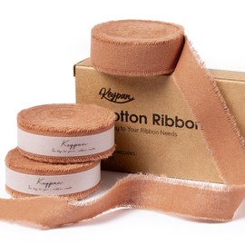 Keypan Orange Ribbon 5/8" x 21 Yards with Frayed Fringe Fabric Cotton Ribbons for Gift Wrapping Wedding Invitations Flower Bouquet Baby Shower