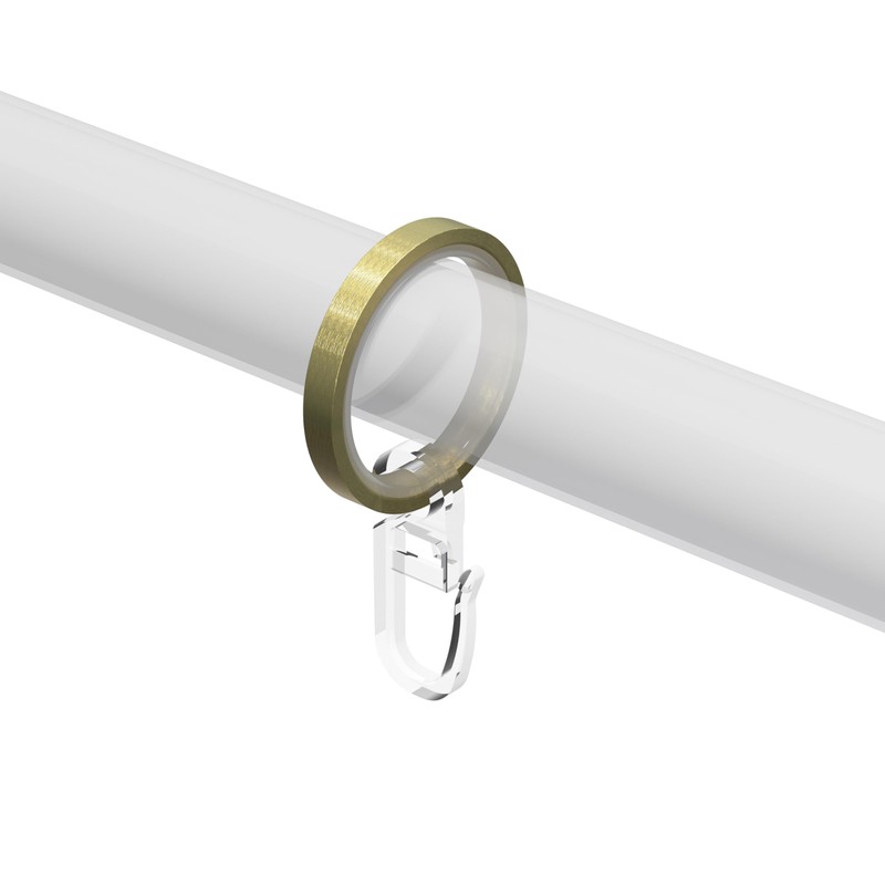 Interdeco Curtain Rings with Sliding Insert and Pleat Hooks, Rings