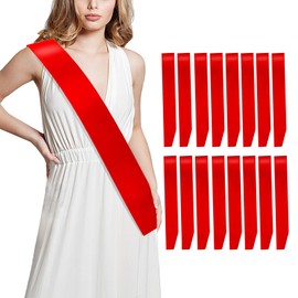 16 Pcs Sash Blank Satin Red Sash Party Favors, Bride To Be Sash, Plain Sash, Diy Sash Sashes Custom Sash for Birthday, Homecoming, Party, Graduation, Pageants, Wedding, Hen Party, Make Your Own Sash