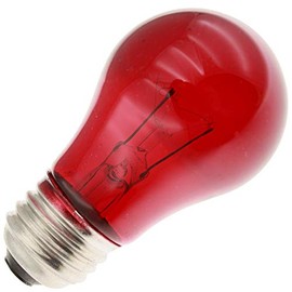 Decorative/Novelty 15A15/TR, 15 Watt, 130 Volt, Medium Base, Transparent Red Light Bulb