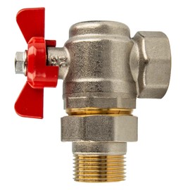 tecuro Angle Ball Valve Brass with Wing Handle and Union Fitting, Size G 3/4 Inch, Temperature Resistant, Not Suitable for Drinking Water Installation