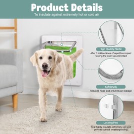 PetSafe Plastic Dog Door - 16.7" x 11.7" Inner Frame for Large Dogs, 2-Way Locks, Durable Frame, White