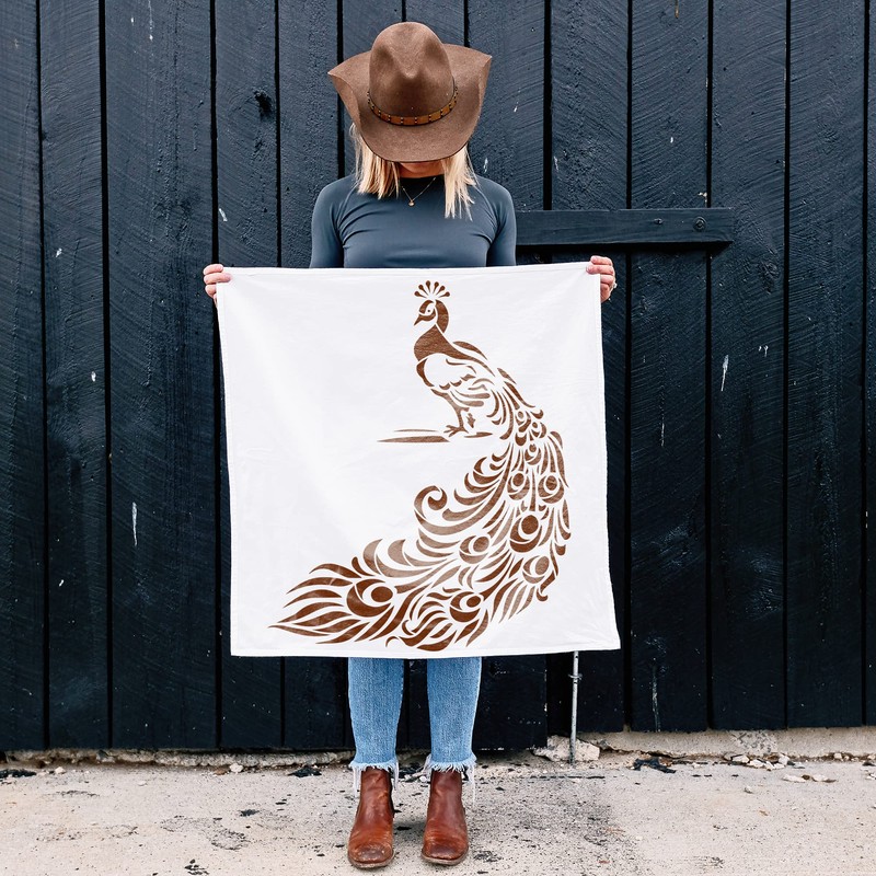 Peacock Art Stencil - Peacock Feather Design