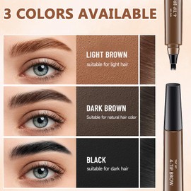2Pcs Magic Microblading Eyebrow Pencil, 2025 New 4-Tip Waterproof Brow Pencil with Micro-Fork Tip, Magic Eyebrow Contouring Pencil, Natural Makeup Long-Lasting Fine Stroke (Dark brown)