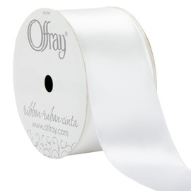 Berwick Offray 600931A 1.5" Wide Double Face Satin Ribbon for Gift Wrapping, Decoration, and Crafts, 50-Yard Spool, White