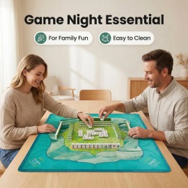 Aesthetic Watercolor Mahjong Mat, Durable & Easy Clean Blue-Green Game Table Mat for Home & Party UseColor: 19-yellow green