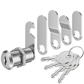 VOCIBO® Letterbox Lock, 4 Keys, Comes with 5 Different Lock Plates, 30 mm, Locker Lock, Diameter 18 mm, Drawer Lock, Lever Lock for Letterboxes, Cabinet Doors