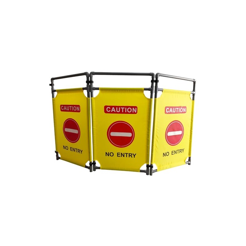 3 Panels 5.8FT Foldable Safety Barricade Security Sign Barrier Heavy