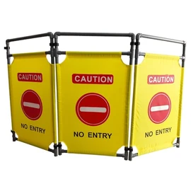 3 Panels 5.8FT Foldable Safety Barricade Security Sign Barrier Heavy Duty PVC Frame "NO ENTRY" Caution