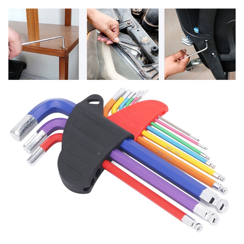 9 Pcs Hex Wrench Set Color Coded Non Slip CR