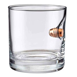 [set of 2] BenShot "Bulletproof"- Rocks Glass with Real Bullet (0.45ACP) Made in the USA