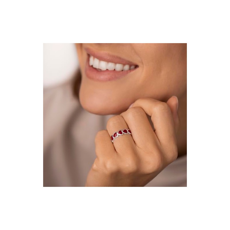 VLNET Red Enamel Heart Ring - One Size Fits All