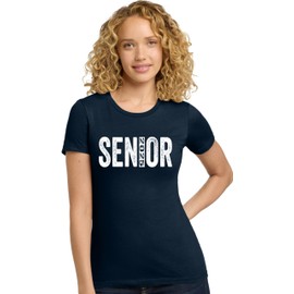 Go All Out Small Navy Blue Women Senior Class of 2025 Graduation High School Graduate Deluxe Soft T-Shirt