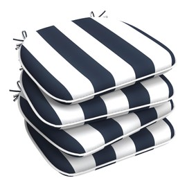 LVTXIII Set of 4 Outdoor Chair Cushions for Patio Furniture, Water Repellent Patio Chair Cushions 17"x16" with Ties, U-Shaped Dining Chair Pads for Garden Kitchen Use, Cabana Navy