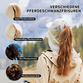 TOP-EX Women's Sun Hat Ponytail UV Protection Baseball Cap with Neck Protection Waterproof Outdoor Hat Summer Fishing Hat Safari Hiking Hat, 96550#Beige