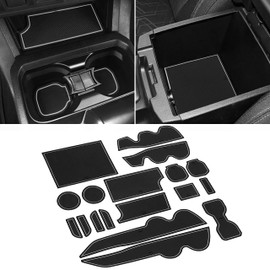 SENSHINE for Toyota Tacoma Accessories 2016-2021 2022 2023 Non-Slip Anti Dust Liner Cup Holder, Center Console, and Door Pocket Inserts Mats Premium Custom Interior 18pcs (Double Cab) (Gray Trim)