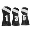 3PCS Golf Club Head Cover PU Leather Waterproof Protective Golf