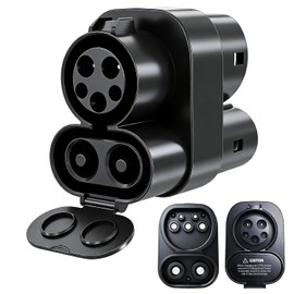 Adaptador CCS1 a CCS2, Conector de Carga para Vehículos Eléctricos, SAE J1772 a IEC62196, Negro