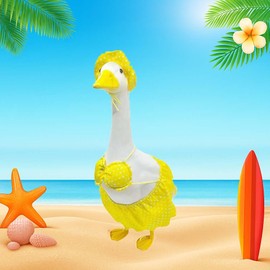 UXEWOIZ Porch Goose Summer Outfit, Porch Goose Clothes with Yellow Polka Dot, for 23"/17" Lawn Goose Statue,Goose Clothes for Yard Goose