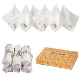 MTOTO & ME 100% Cotton Muslin Cloths For Baby (6-Pack) Reusable and Eco-Friendly White Baby Muslin Cloths For Baby Boys and Girls (30 x 30 cm) Can Be Used as Burp Cloths, Flannels and Wash Cloths