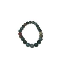 Jet International Women's Beautiful Indian Agate Round Beads Stretch Bracelet A++ Natural