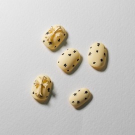 [Design Nail Tips] Yellow Cross - Short Oval / [디자인 네일팁] 옐로우 크로스 - 숏오발