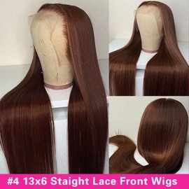 Mihugass Chocolate Brown Lace Front Wigs Human Hair 13x6 HD Lace Front Human Hair Wig For Women 250% Density #4 Lace Frontal Wig (20 Inch)
