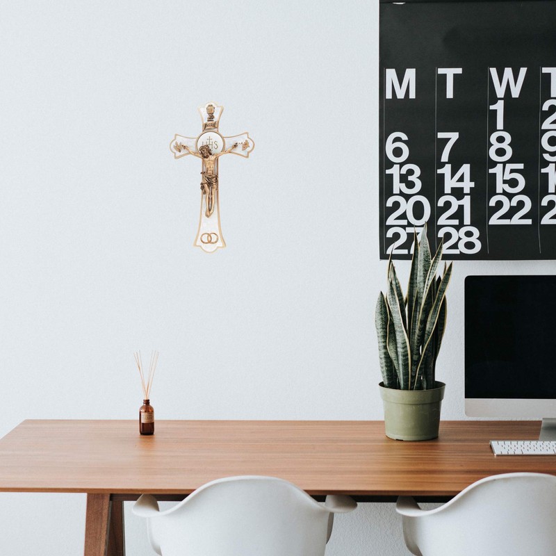 Holy Mass Wall Crucifix Wedding Rings Religious Cross for Marriage