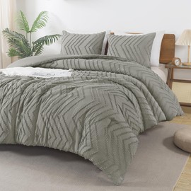 Andency Medium Grey California King Comforter Set, Boho Cal King Soft Warm Tufted Bedding Comforter Sets, 3 Pieces Cali King Aesthetic Chevron Farmhouse Cute Bohemian Textured Bedding Set