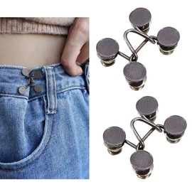 Qkari Jean Button Pins, Adjustable Jean Button, Detachable Jean Button Pin, No Sewing Required, Perfect Fit Instant Jean Button (Gun Color)