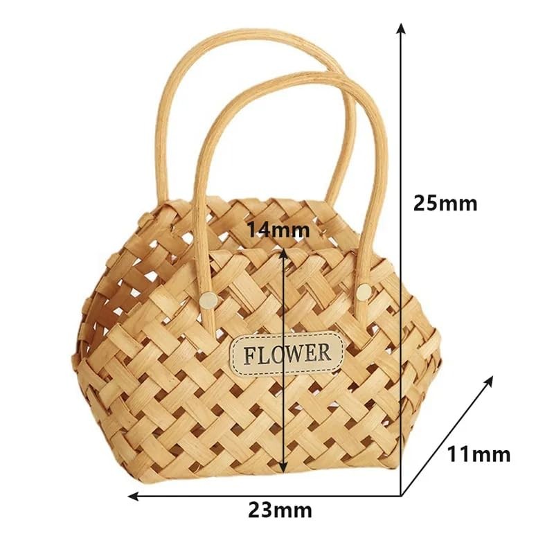 Wood Baskets Woven Hand-Held Wicker Cachepot For Flowers Pot Wicker