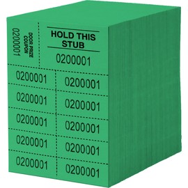 Auction Tickets - 500 Sheets - 10 Numbers per Sheet (Green)