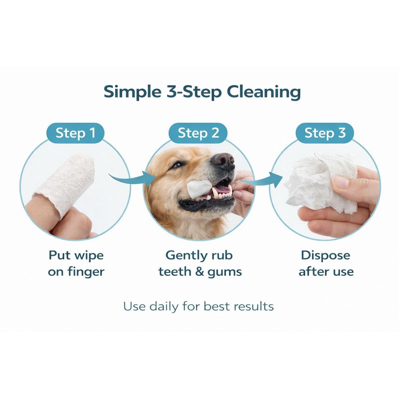 Dog Disposable Dental Cleaning Finger Wipes for Puppies & Dogs