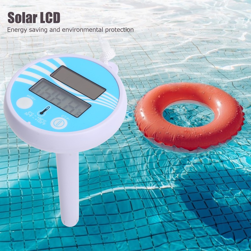 Floating Water Thermometer Electronic Solar Charging LCD Display Swimming Pool
