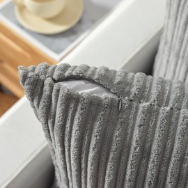 K KEVIN TEXTILE Pack of 2, Corduroy Soft Decorative Square Throw Pillow Cover Cushion Covers, Home Decor for Sofa Couch Bed Chair 22x22 Inch/55x55 cm (Light Grey)