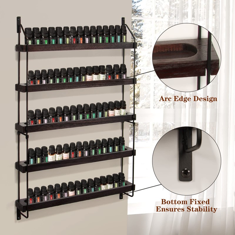 THYGIFTREE Essential Oil Storage Shelf Wall Mounted Wooden Essential Oil