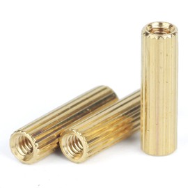 MACHSWON 10 PCS Round Knurled Hollow Copper Column M2*12mm Brass Spacer Standoff Screw Nut Threaded Pillar Copper Column