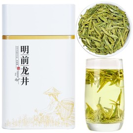 Yuexi Longjing Green Tea Loose Leaf New Tea Dragon Well Green Tea Long Jing Tea Rich Bean Aroma 龙井茶 龍井茶 绿茶 茶叶 120g/4.23oz