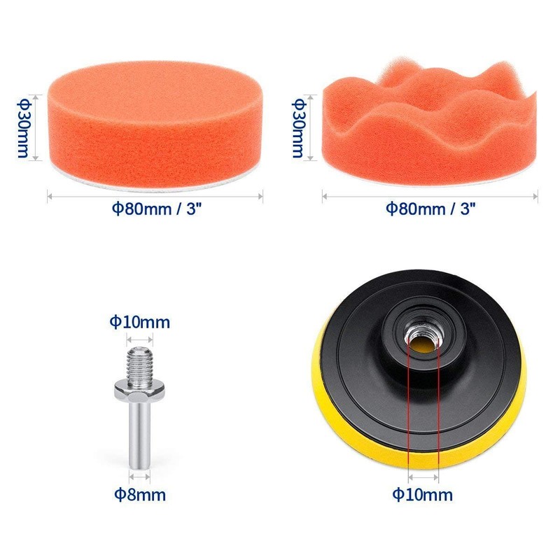 DollaTek 22pcs Drill Polishing Sponge Pad Kits,3 Inch Buffing Pads