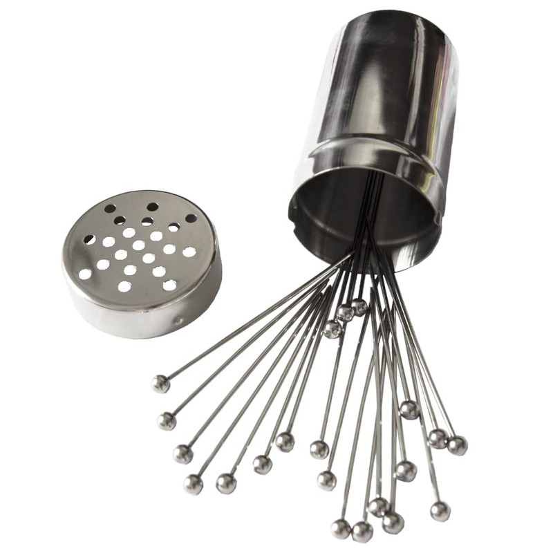 Amersis 4.5" Metal Cocktail Picks 21Pack+Holder Kit,Premium 304 Stainless Steel