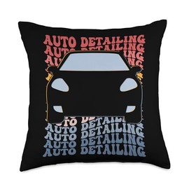 Auto Detailing Auto Detailer Car Detailing Gifts Groovy Auto Car Detailing Throw Pillow, 18x18, Multicolor